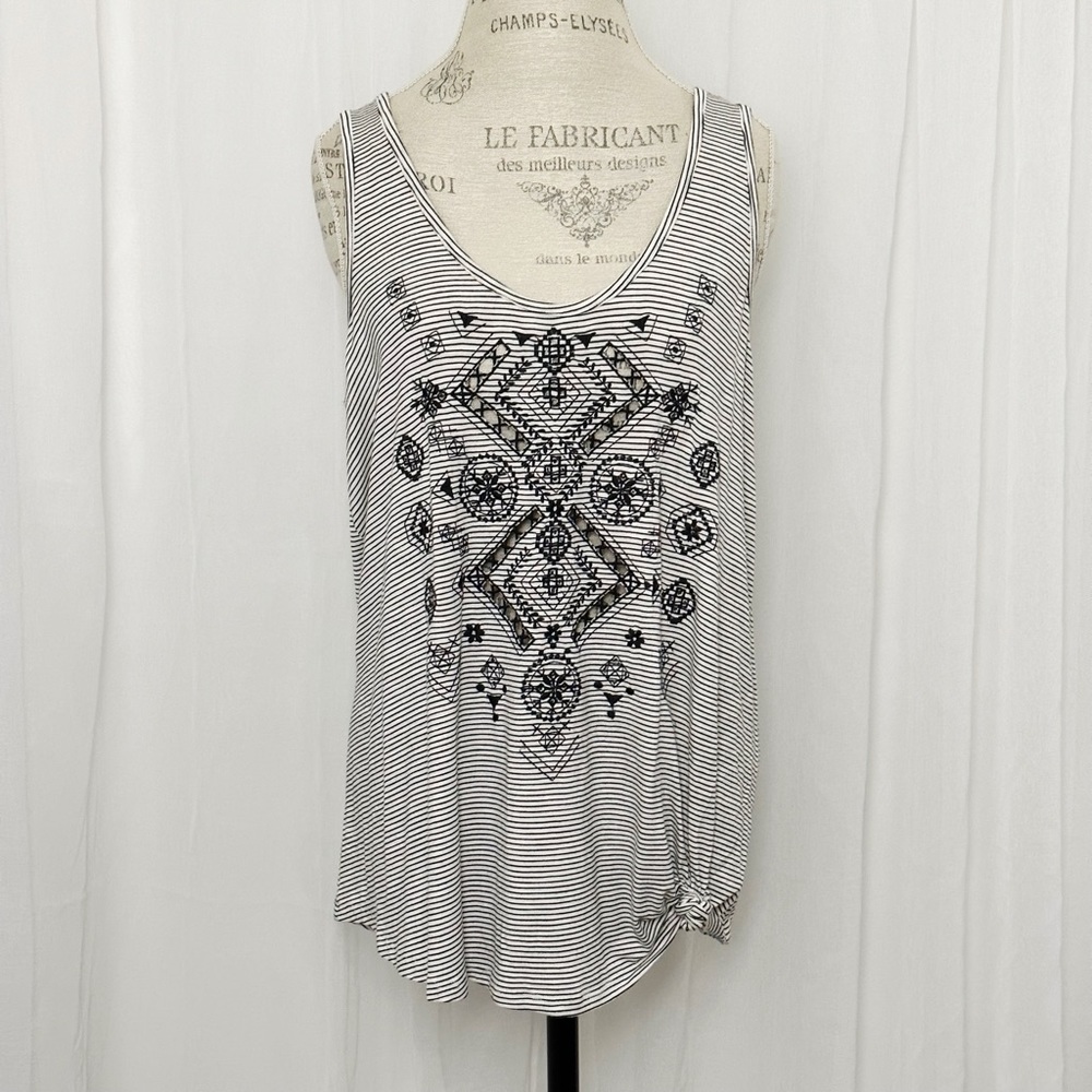 Torrid Striped Tank Top with Embroidered Detail NWT